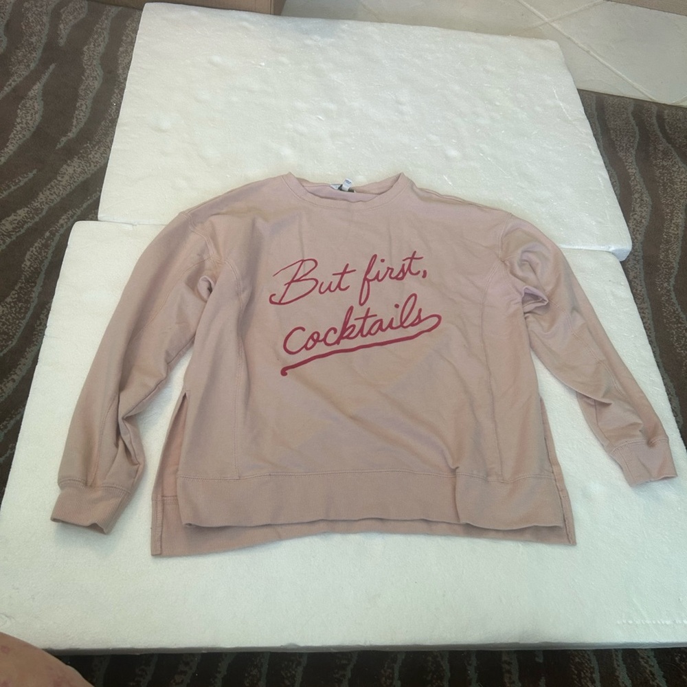 Wild fox but first cocktail pink graphic sweatshirt long sleeves light pink - Picture 8 of 14